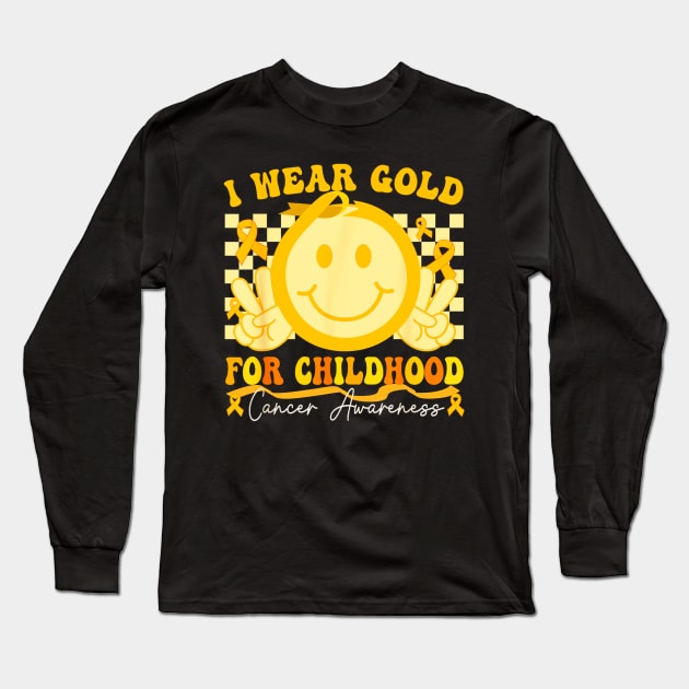 Nice quote, In September We Wear Gold, Childhood Cancer Awareness Boy Kids Groovy Long Sleeve T-Shirt by Mega-st